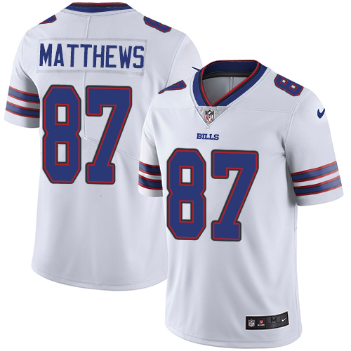 Nike Bills #87 Jordan Matthews White Men's Stitched NFL Vapor Untouchable Limited Jersey - Click Image to Close